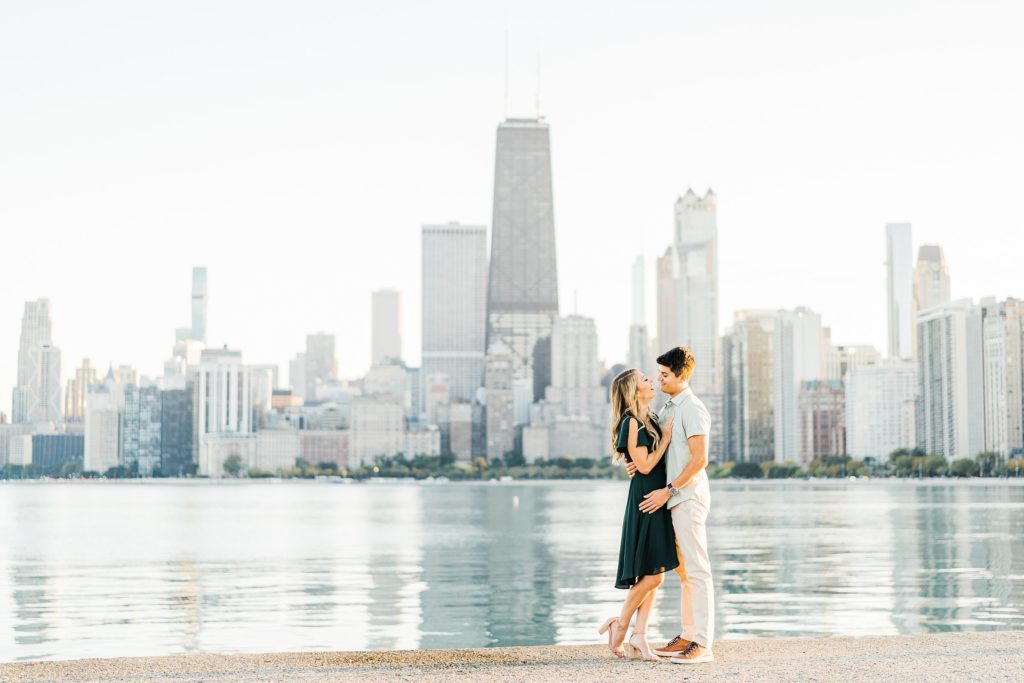north ave beach engagement photo couple - Chicago Skyline Photo Location